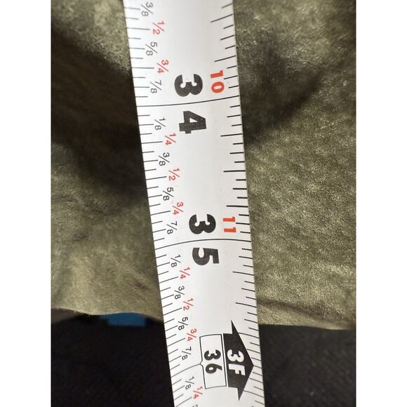 Vintage G.J.Hook Suede Leather Skirt Green 26W Button Zip Closure - Picture 9 of 10